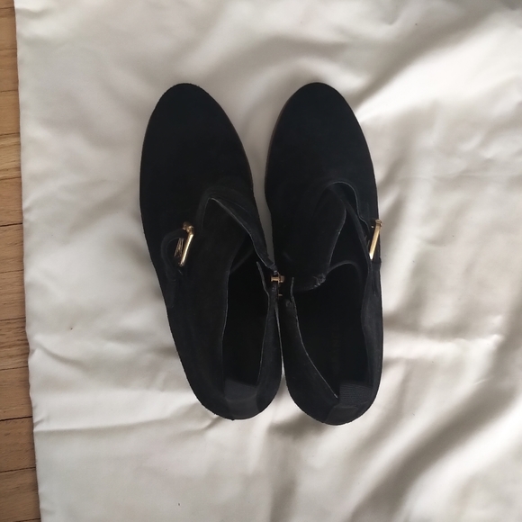 Leather Suede Black Wedge Boots (US 8.5) - Picture 3 of 4